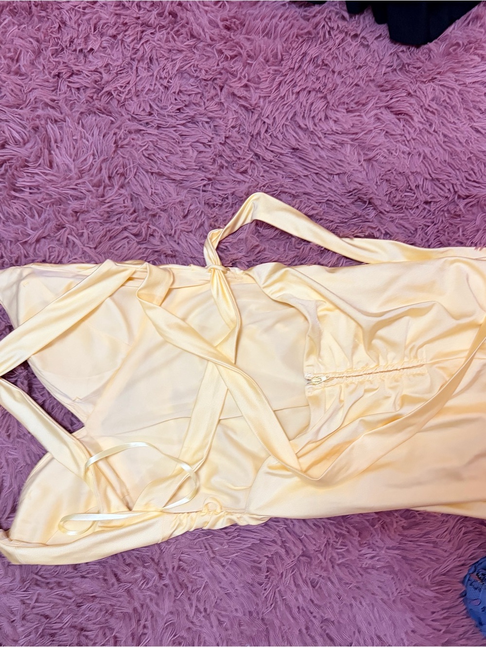 Windsor Backless Satin Slip Dress in Cream/yellow